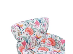 Sillón individual estampado Naranja Floral, Tela efecto lino, Patas de madera y estructura metálica, 76 x 62 x 73 cm
