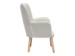 Sillón infantil escandinavo de tela efecto terciopelo beige y madera clara BABY BRISTOL