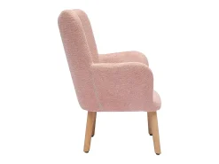 Sillón infantil escandinavo de terciopelo rosa y madera clara BABY BRISTOL