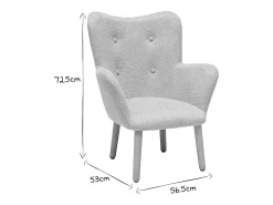Sillón infantil escandinavo de terciopelo rosa y madera clara BABY BRISTOL