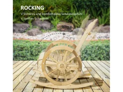 Sillón mecedor, diseño rústico, madera maciza, con ruedas, madera natural (68x88x92 cm)