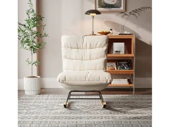 Sillón Mecedor Tapizado con Respaldo Regulable para Salón - Dormitorio, Balcón - 83 x 72 x 93 cm