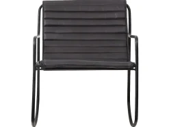 Sillón mecedora de cuero negro con almacenamiento integrado para adultos - Estilo industrial vintage