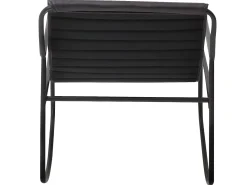 Sillón mecedora de cuero negro con almacenamiento integrado para adultos - Estilo industrial vintage