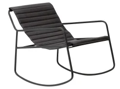Sillón mecedora de cuero negro con almacenamiento integrado para adultos - Estilo industrial vintage