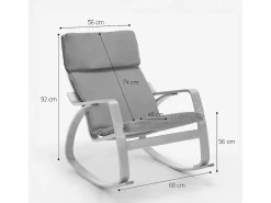 Sillón mecedora de madera con diseño escandinavo Aalborg - Gris claro