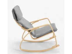 Sillón mecedora de madera con diseño escandinavo Aalborg - Gris claro