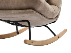 Sillón mecedora de tela color topo con base de madera RELIACO