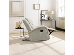 Sillón Mecedora Relax con Reclinación Manual, Tapizado Microfibra, Modelo Sam, Arena