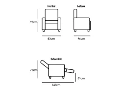Sillón Mecedora Relax con Reclinación Manual, Tapizado Microfibra, Modelo Sam, Gris