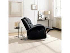 Sillón Mecedora Relax con Reclinación Manual, Tapizado Microfibra, Modelo Sam, Gris