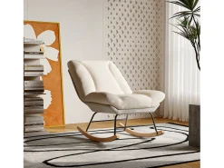 Sillón Mecedora Tapizado - Con Respaldo Regulable, Para Salón - Dormitorio, Balcón - 90,5 x 74 x 98 cm