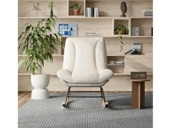 Sillón Mecedora Tapizado - Con Respaldo Regulable, Para Salón - Dormitorio, Balcón - 90,5 x 74 x 98 cm