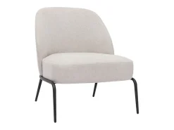 Sillón moderno de tejido efecto aterciopelado texturizado beige y metal negro BREGO