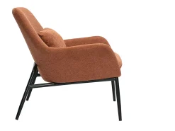 Sillón moderno de tejido efecto aterciopelado terracota y metal negro MAXINE
