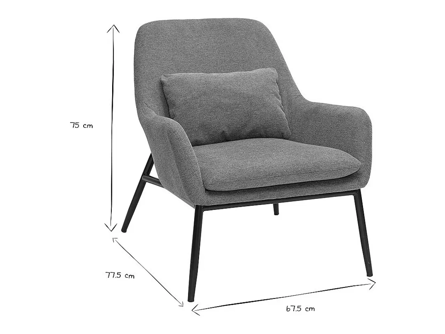 Sillón moderno de tejido efecto aterciopelado terracota y metal negro MAXINE