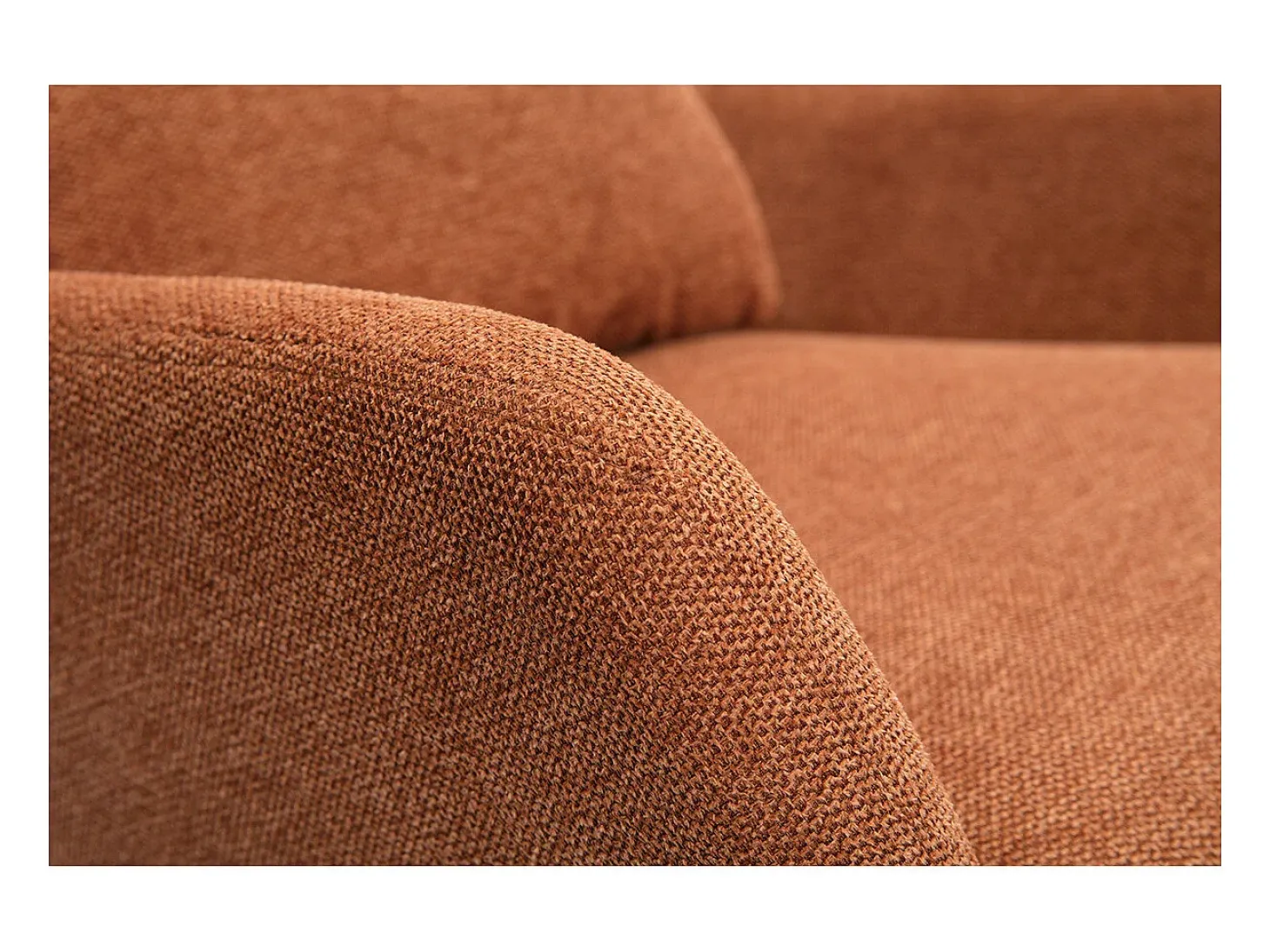 Sillón moderno de tejido efecto aterciopelado terracota y metal negro MAXINE
