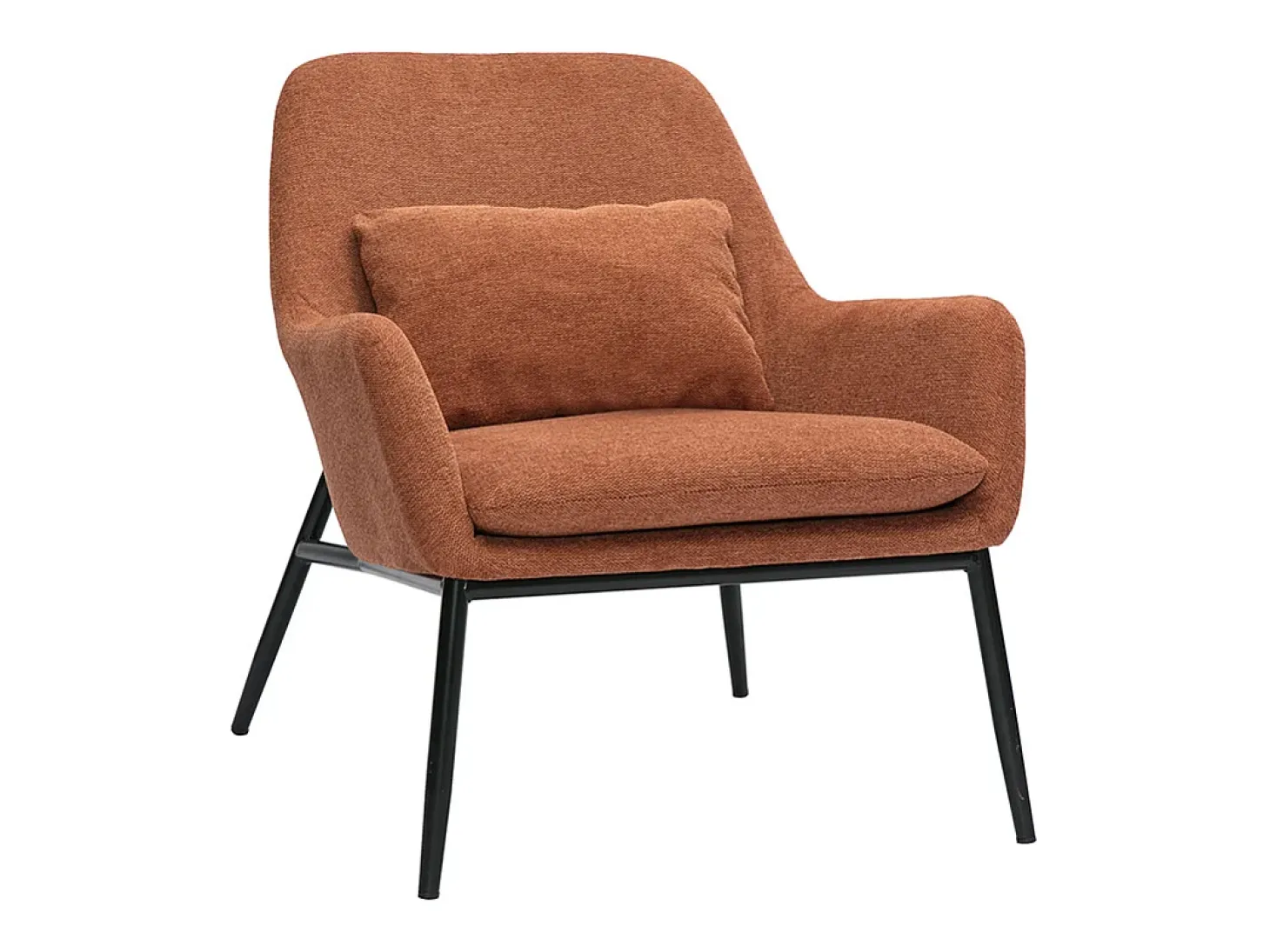 Sillón moderno de tejido efecto aterciopelado terracota y metal negro MAXINE