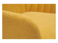 Sillón moderno de tela efecto aterciopelado texturizado amarillo mostaza y metal negro GASTON