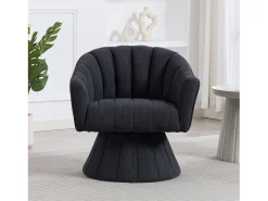 Sillón moderno giratorio 360° - 70 x 66 x 72 cm - con asiento y respaldo ergonómicos + reposabrazos - terciopelo - gris oscuro