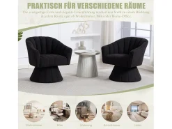 Sillón moderno giratorio 360° - 70 x 66 x 72 cm - con asiento y respaldo ergonómicos + reposabrazos - terciopelo - negro