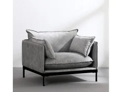 Sillón moderno tapizado para el salón con cojines de tela gris Mainz