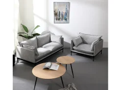 Sillón moderno tapizado para el salón con cojines de tela gris Mainz