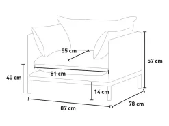 Sillón moderno tapizado para el salón con cojines de tela gris Mainz