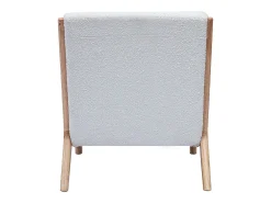 Sillón nórdico de borreguillo blanco y madera clara maciza DERRY