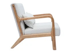 Sillón nórdico de borreguillo blanco y madera clara maciza DERRY