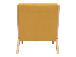 Sillón nórdico de tejido efecto aterciopelado amarillo mostaza y madera clara maciza DERRY