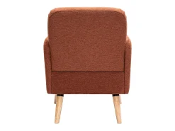 Sillón nórdico de tejido efecto aterciopelado texturizado terracota y madera ISKO