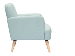 Sillón nórdico de tela menta al agua y madera clara ISKO