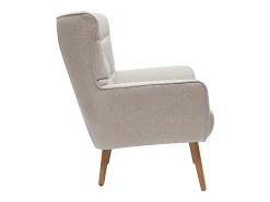 Sillón nórdico efecto terciopelo beige y madera AVERY