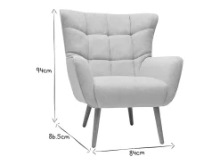Sillón nórdico efecto terciopelo beige y madera AVERY