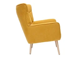 Sillón nórdico efecto terciopelo amarillo mostaza y madera AVERY