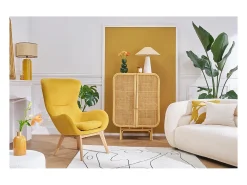 Sillón nórdico tejido efecto terciopelo y madera ESKUA