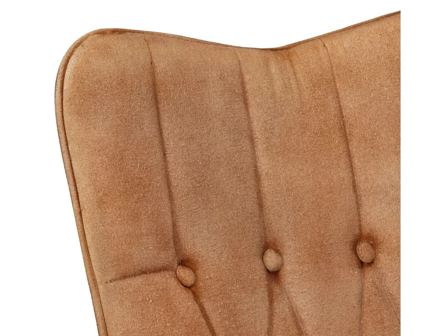 Sillón orejero con reposapiés cuero auténtico marrón canela
