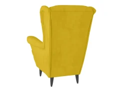 Sillón orejero con taburete terciopelo amarillo mostaza