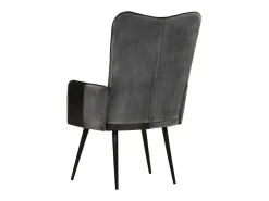 Sillón orejero cuero auténtico negro y gris