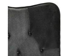Sillón orejero cuero auténtico negro y gris
