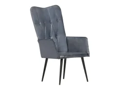 Sillón orejero de cuero auténtico gris canela