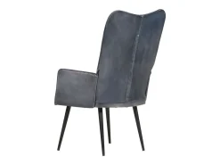 Sillón orejero de cuero auténtico gris canela