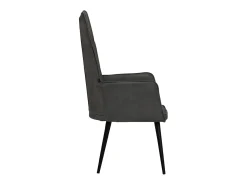 Sillón orejero de cuero auténtico negro canela