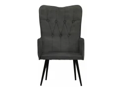 Sillón orejero de cuero auténtico negro canela