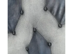 Sillón orejero de cuero auténtico gris