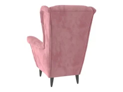 Sillón orejero y taburete de terciopelo rosa
