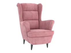 Sillón orejero y taburete de terciopelo rosa