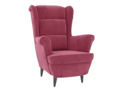 Sillón orejero y taburete de terciopelo rojo tinto