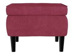Sillón orejero y taburete de terciopelo rojo tinto